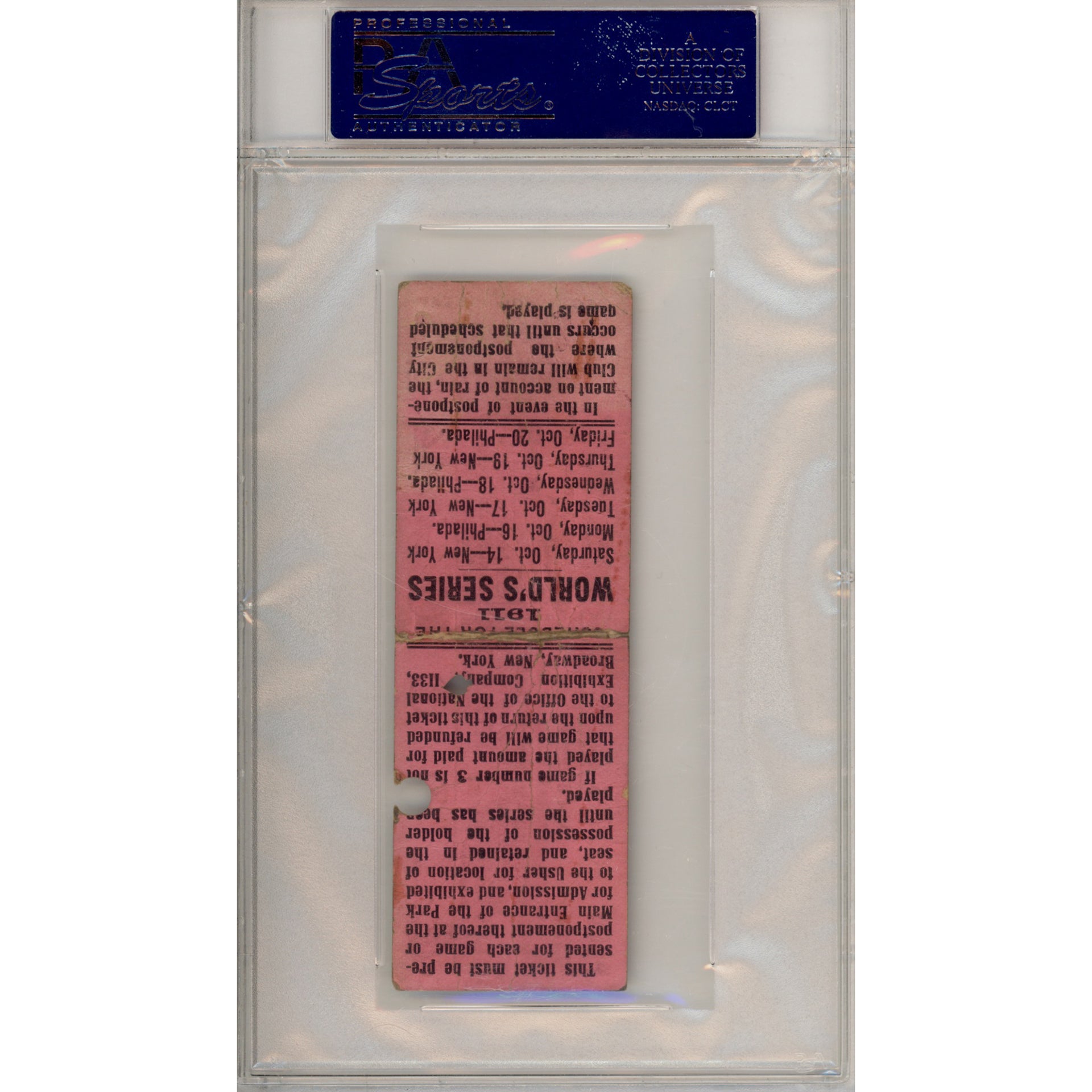 1911 World Series Game 1/3/5 Full Ticket Authentic (PSA/DNA)