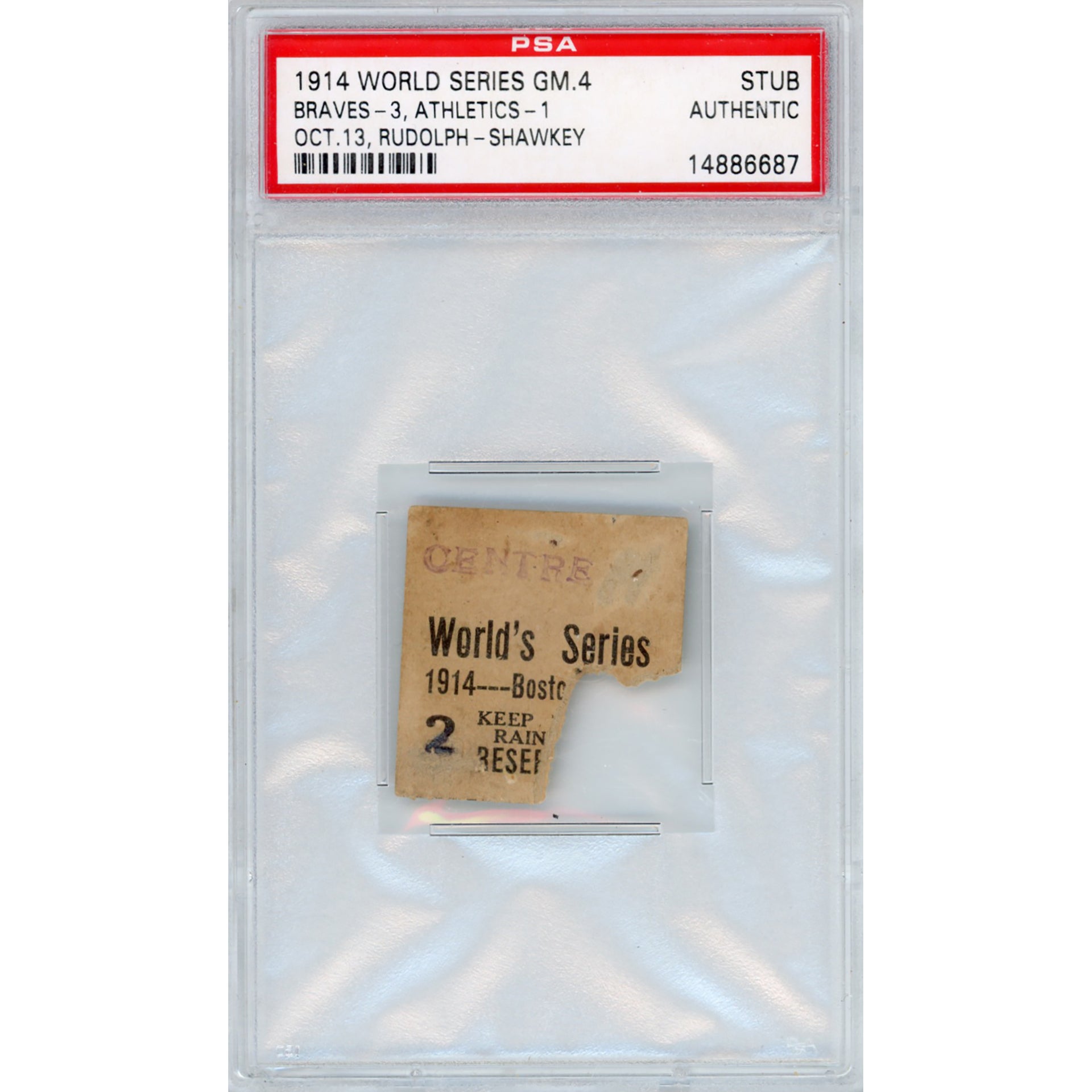 1914 World Series Game 4 Ticket Stub Authentic (PSA/DNA)