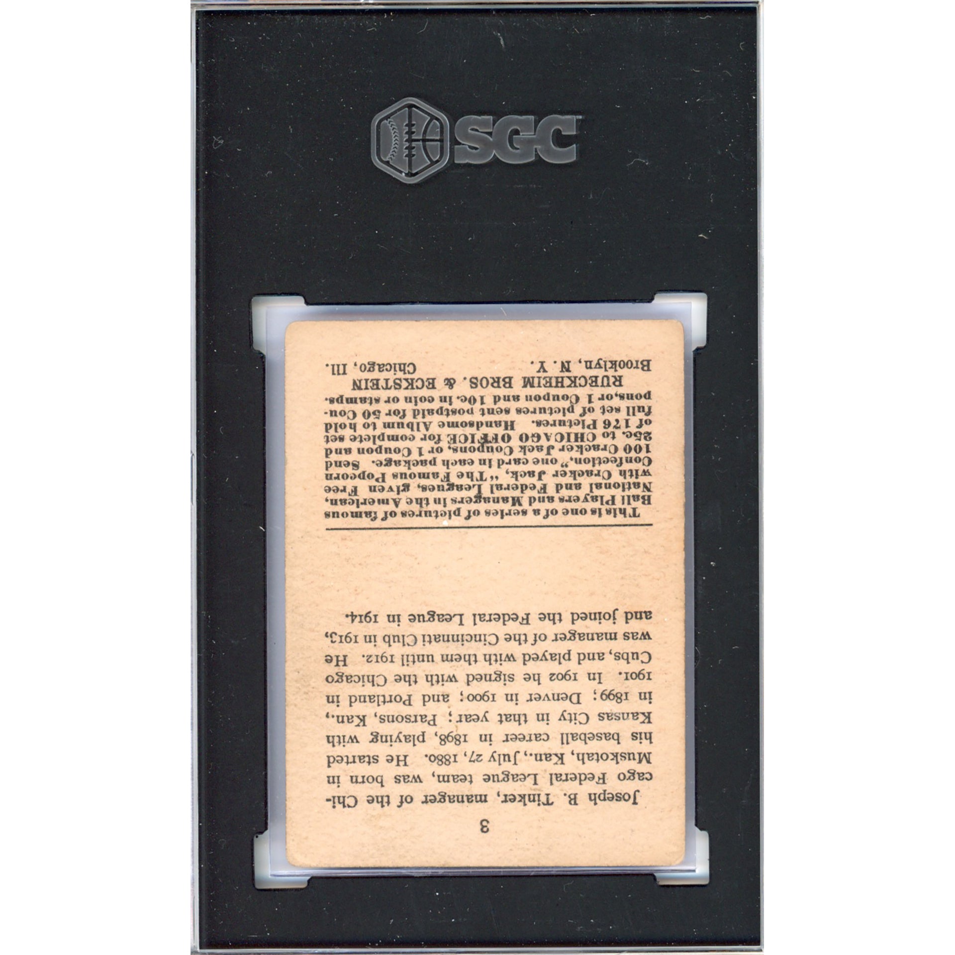 1915 Joe Tinker #3 Cracker Jack VG 3 (SGC)