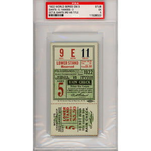 1922 World Series Game 5 Ticket Stub EX 5 (PSA/DNA)