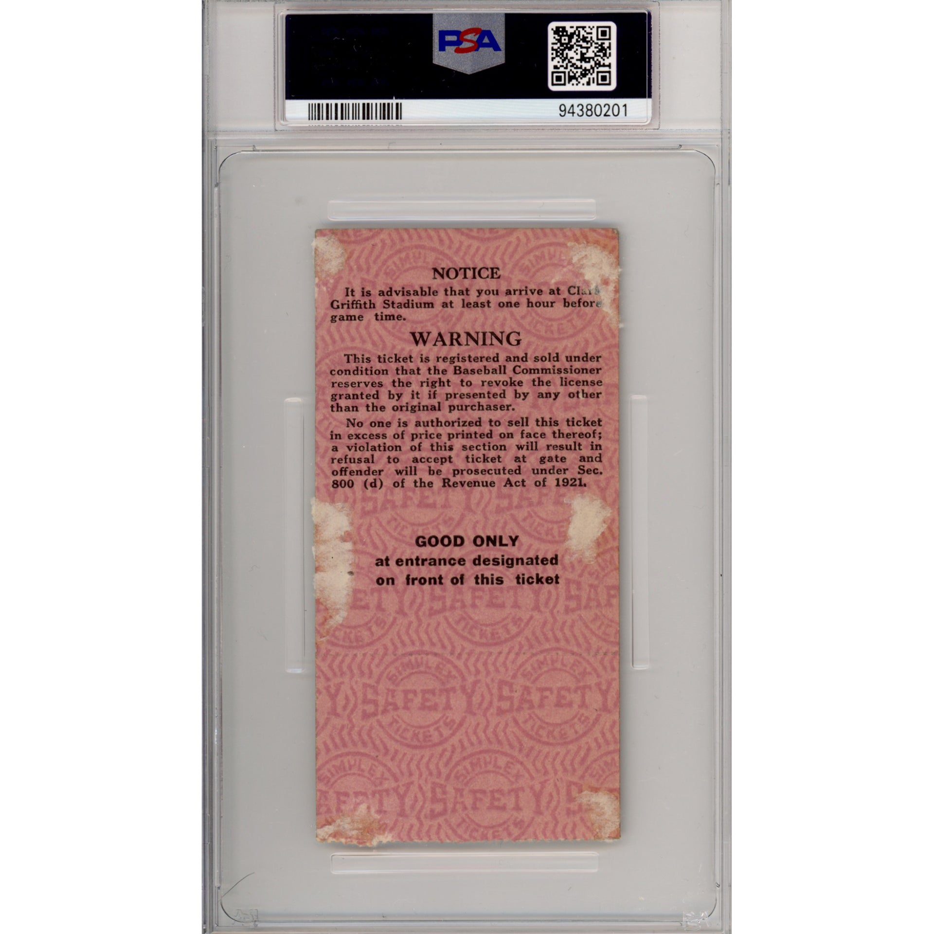 1924 World Series Game 7 Ticket Stub Good 2 (PSA/DNA)