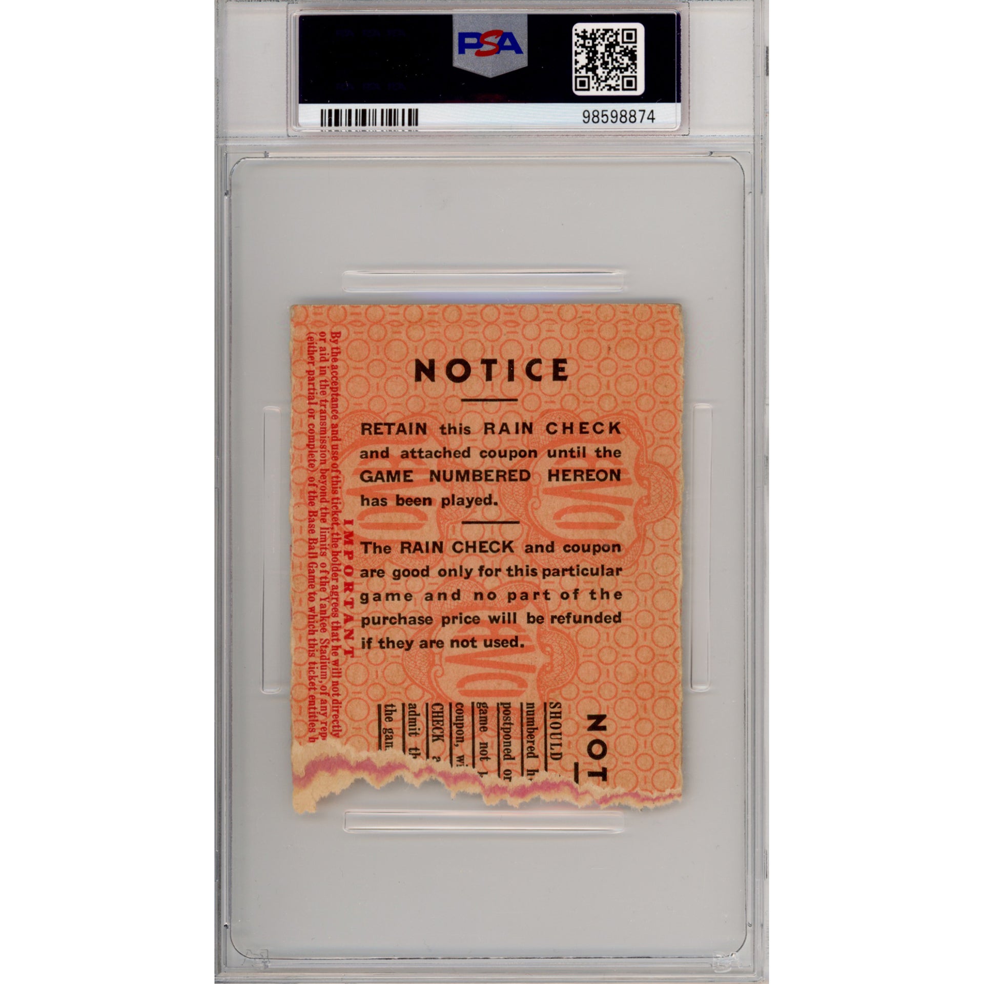 1936 World Series Game 4 Ticket Stub VG-EX 4 (PSA/DNA)