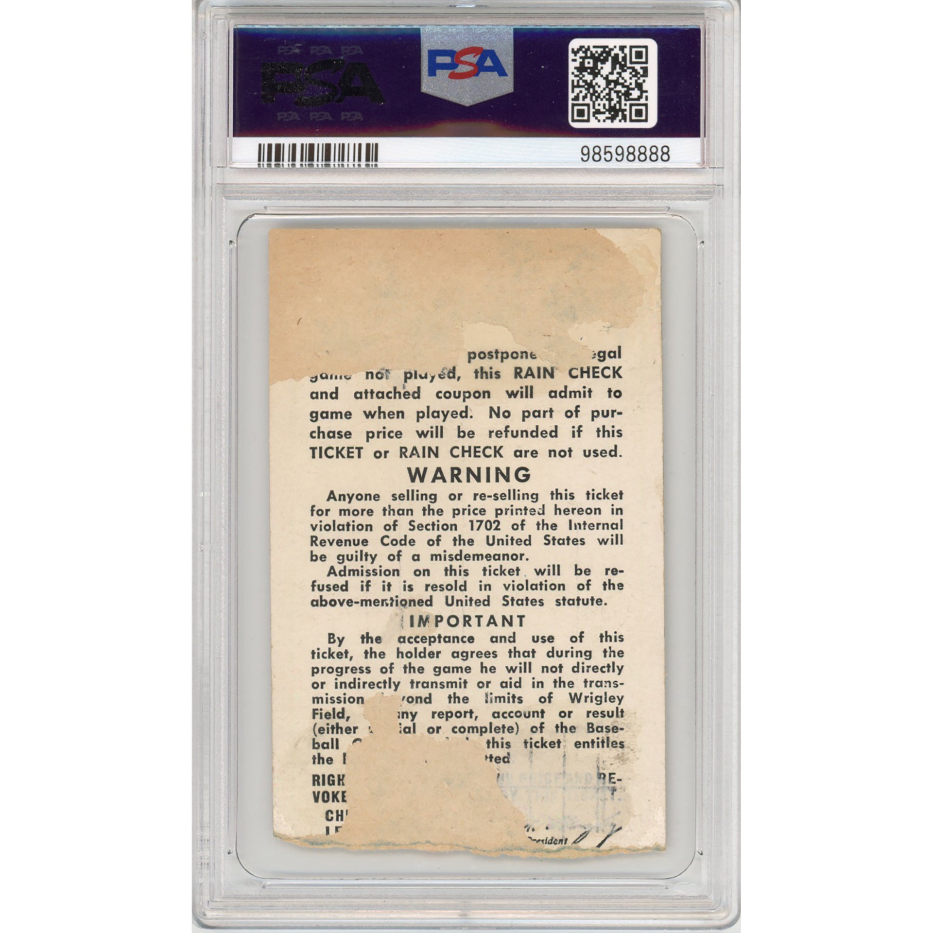 1945 World Series Game 7 Ticket Stub PR 1 (PSA/DNA)