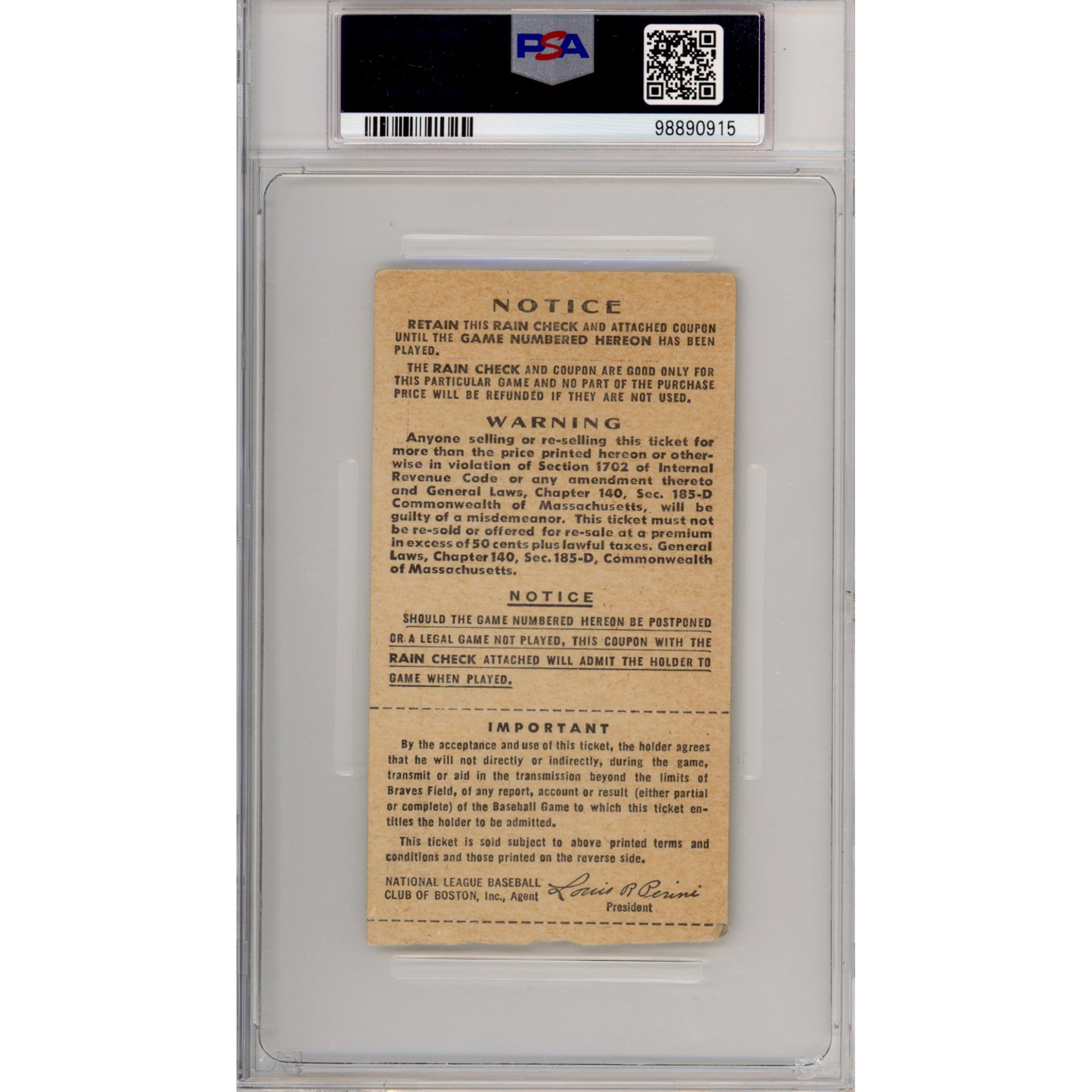 1948 World Series Game 5 Ticket Stub VG-EX 4 (PSA/DNA)