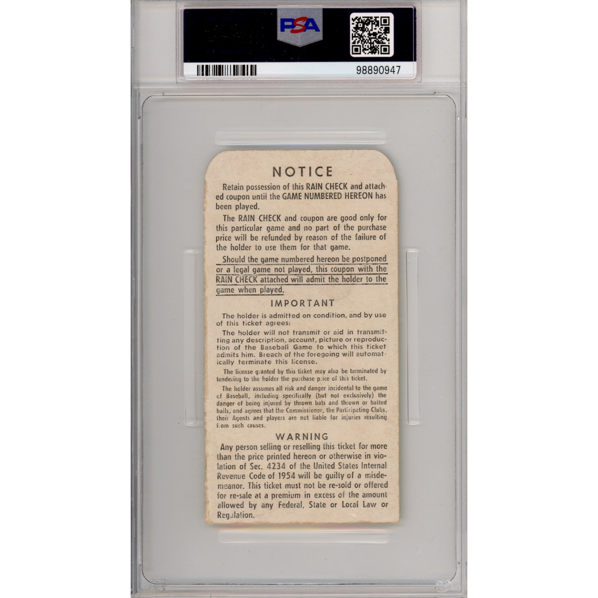 1960 World Series Game 7 Ticket Stub VG-EX 4 (PSA/DNA)