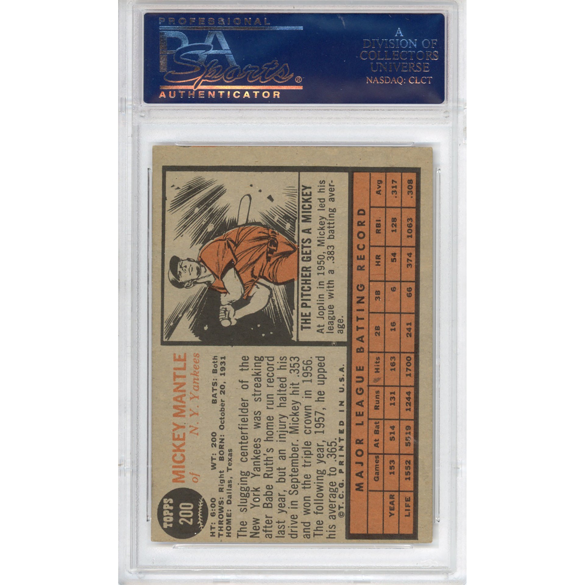 1962 Topps Mickey Mantle #200 EX 5 (PSA/DNA)