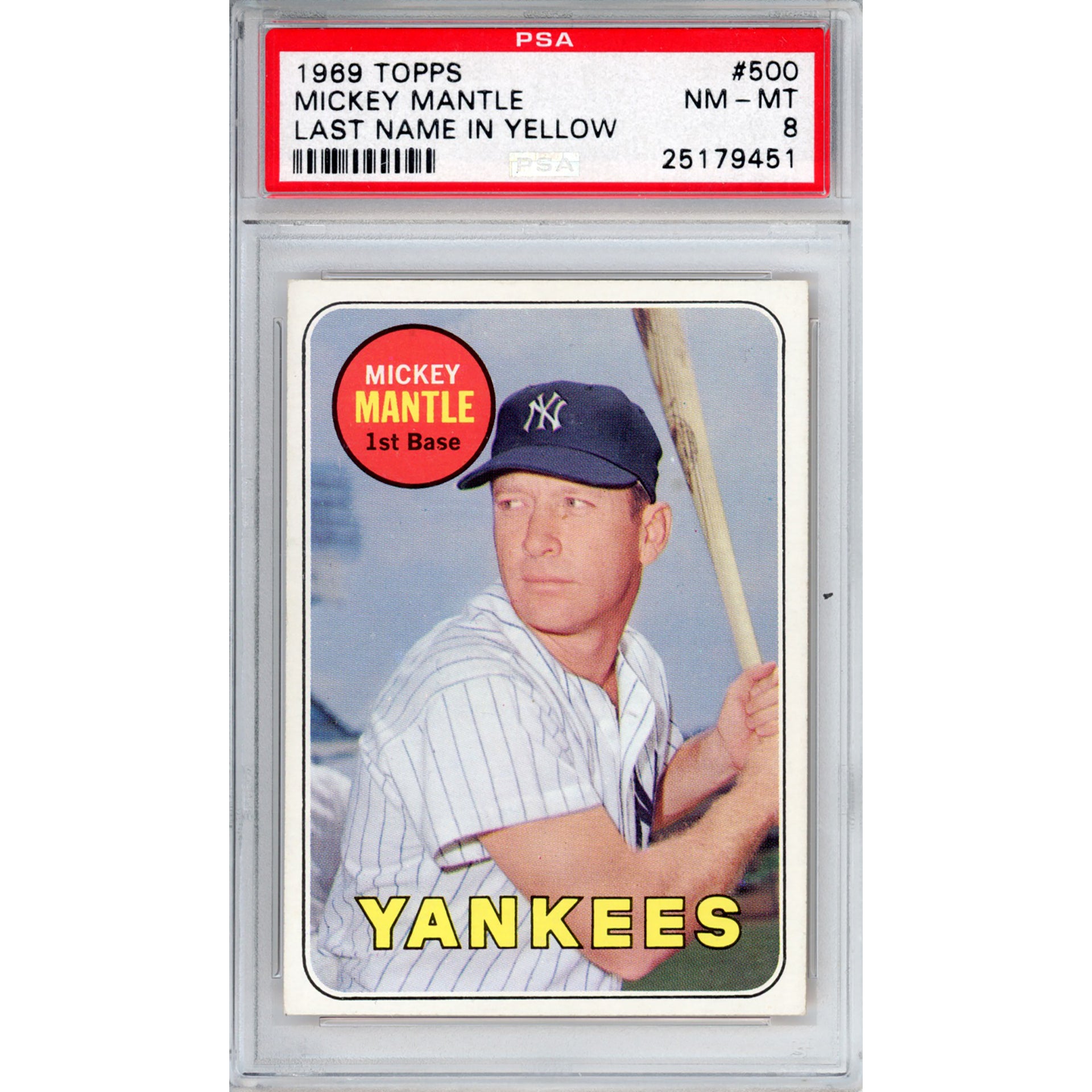 1969 Topps Mickey Mantle #150 NM-MT 8 (PSA/DNA)