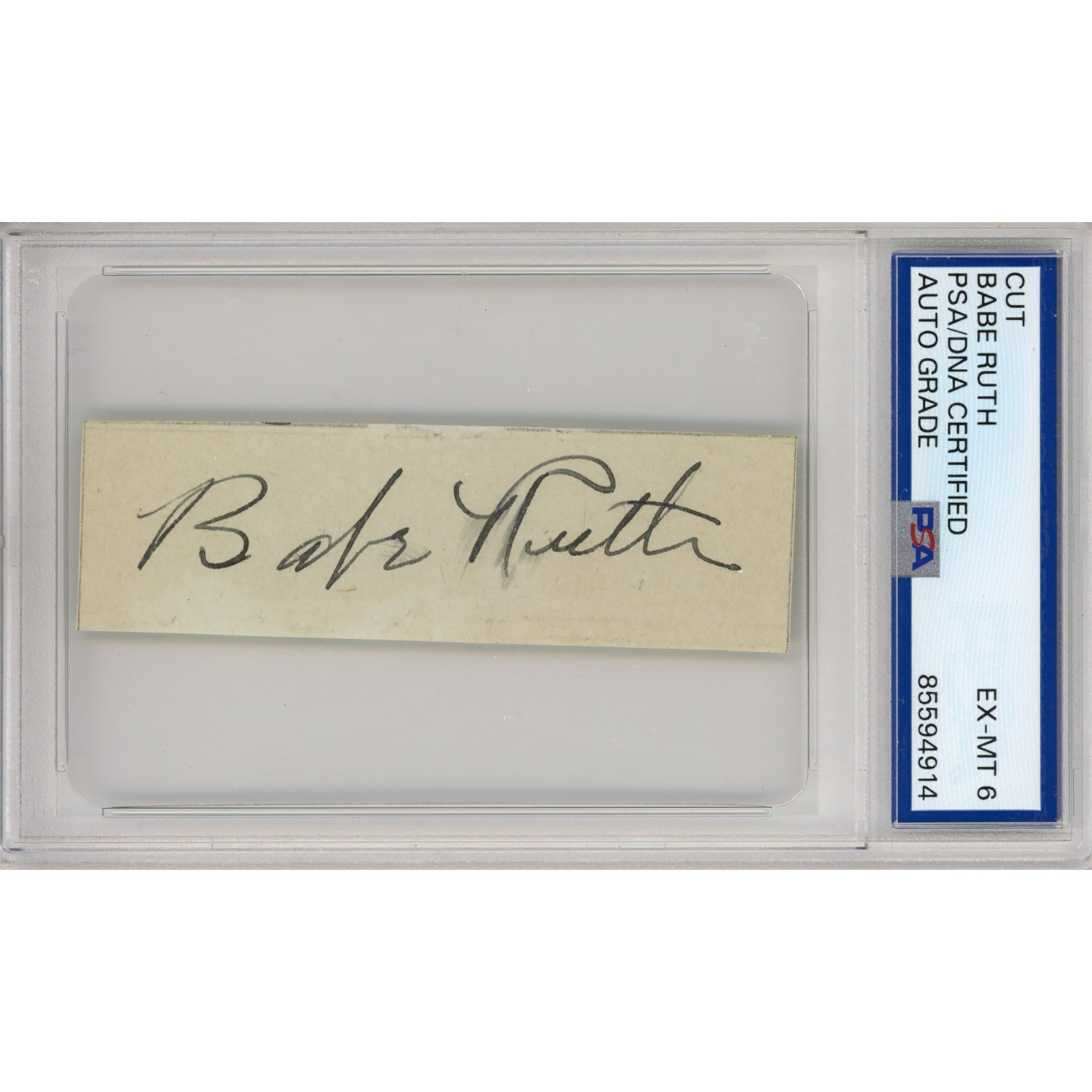 Babe Ruth Signed Cut (PSA/DNA) - Auto Grade EX-MT 6