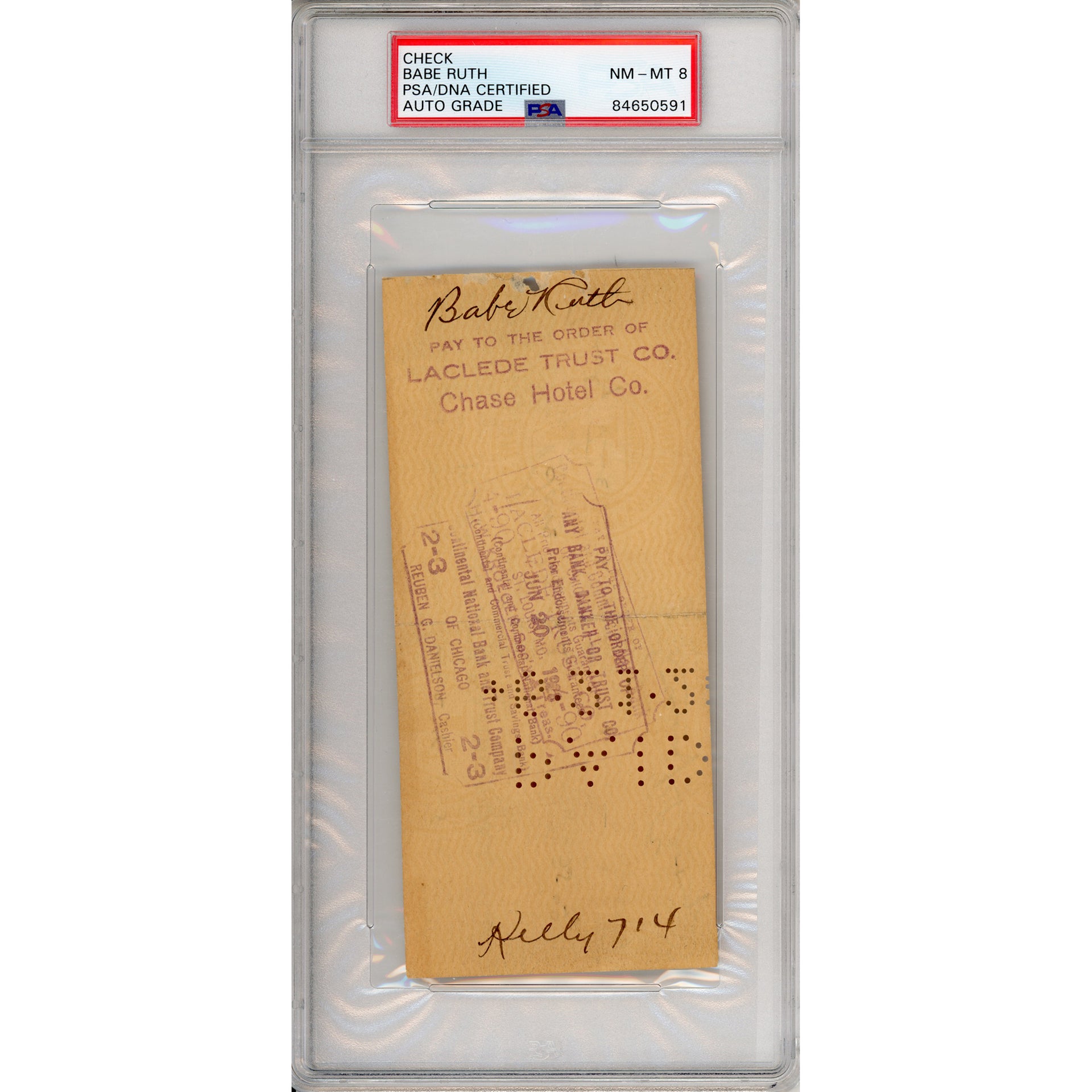 Babe Ruth Signed Endorsed 1928 Check (PSA/DNA) - Auto Grade NM-MT 8
