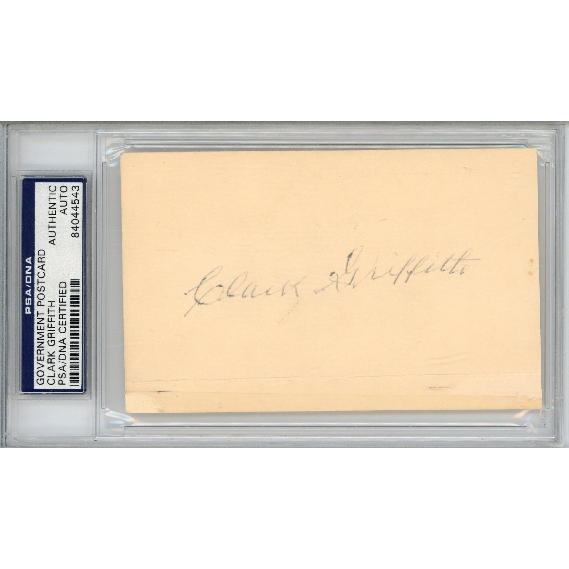Clarke Griffith Signed Government Postcard (GPC) (PSA/DNA)