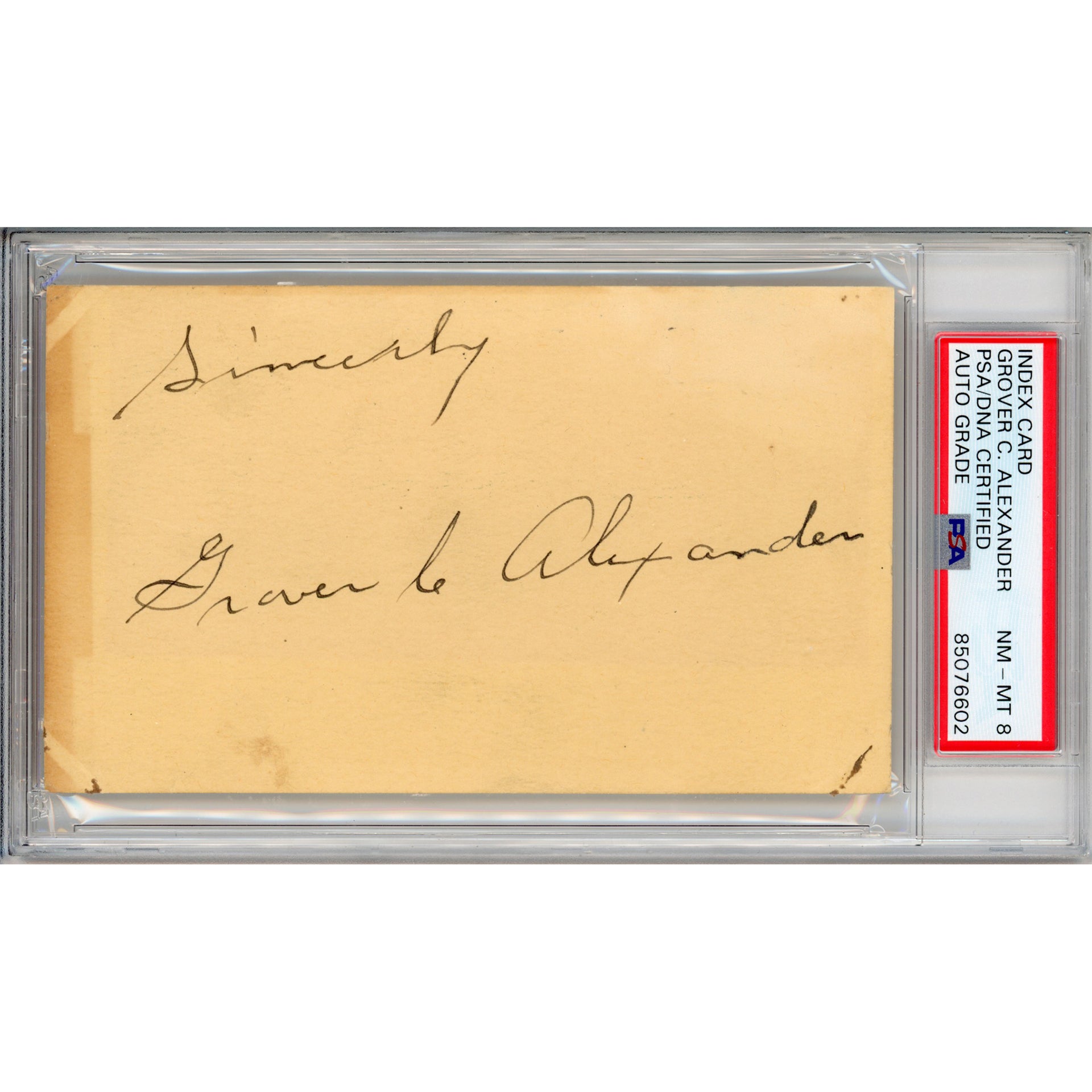 G.C. Alexander Signed Index Card (PSA/DNA)  - Auto Grade NM-MT 8
