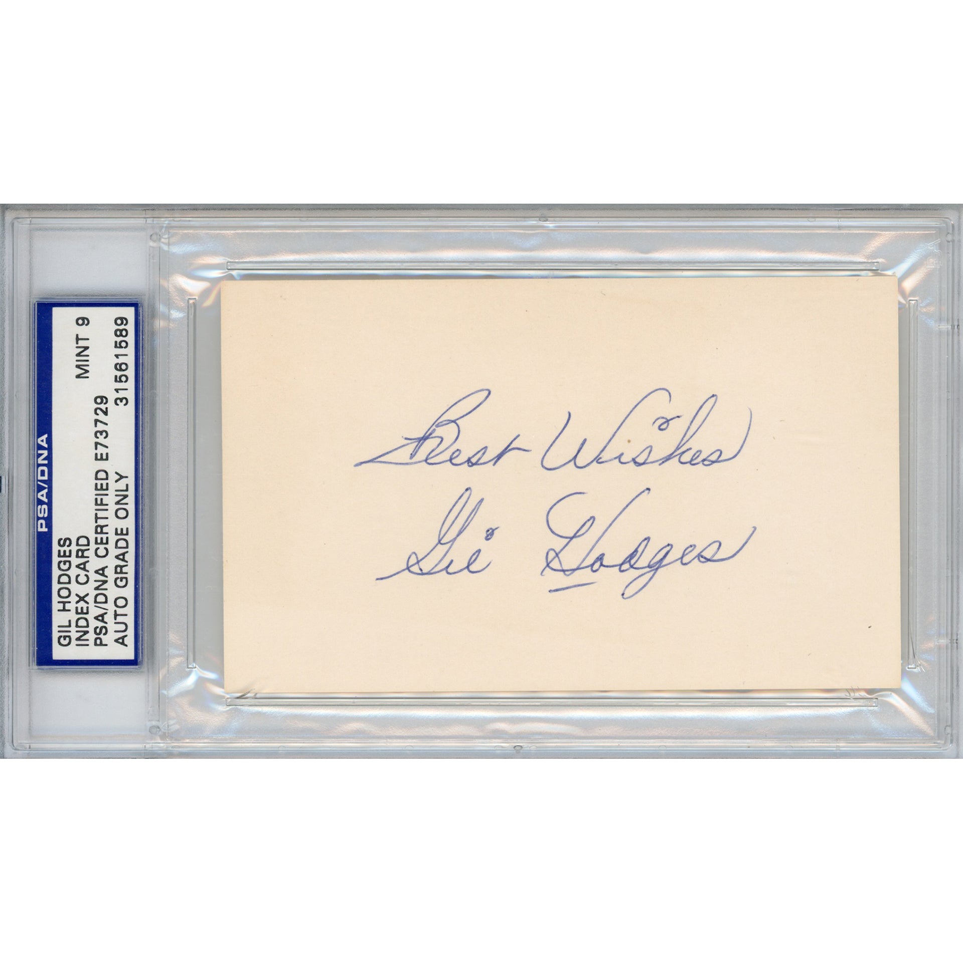 Gil Hodges Signed Index Card (PSA/DNA) - Auto Grade Mint 9