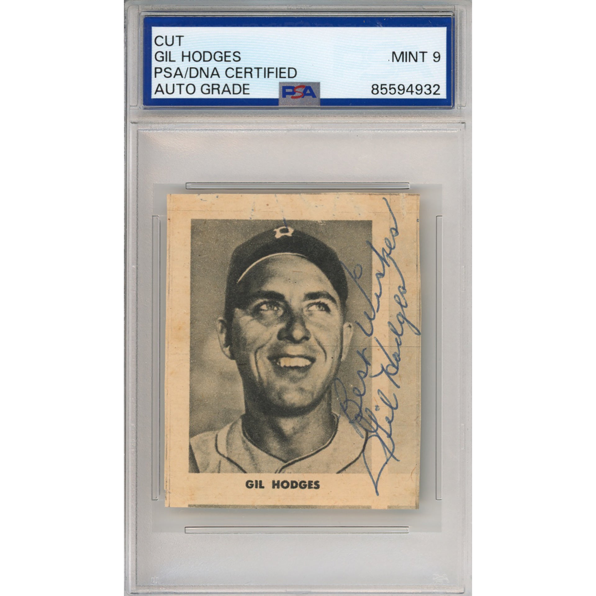 Gil Hodges Magazine Photo Cut (PSA/DNA) - Auto Grade Mint 9
