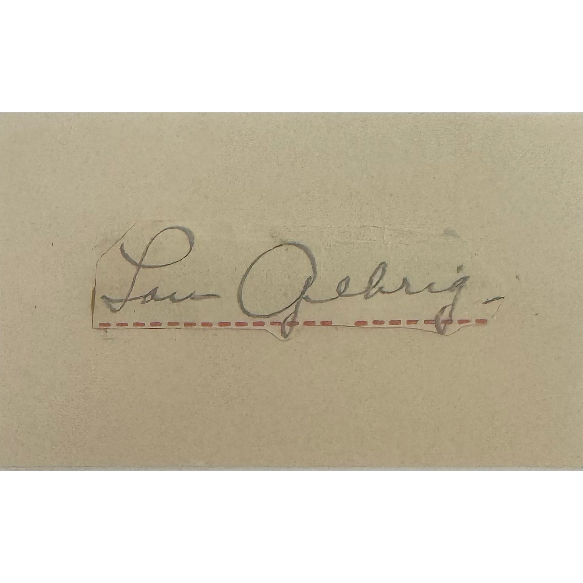 Lou Gehrg Signed Pencil Lined Cut (JSA)