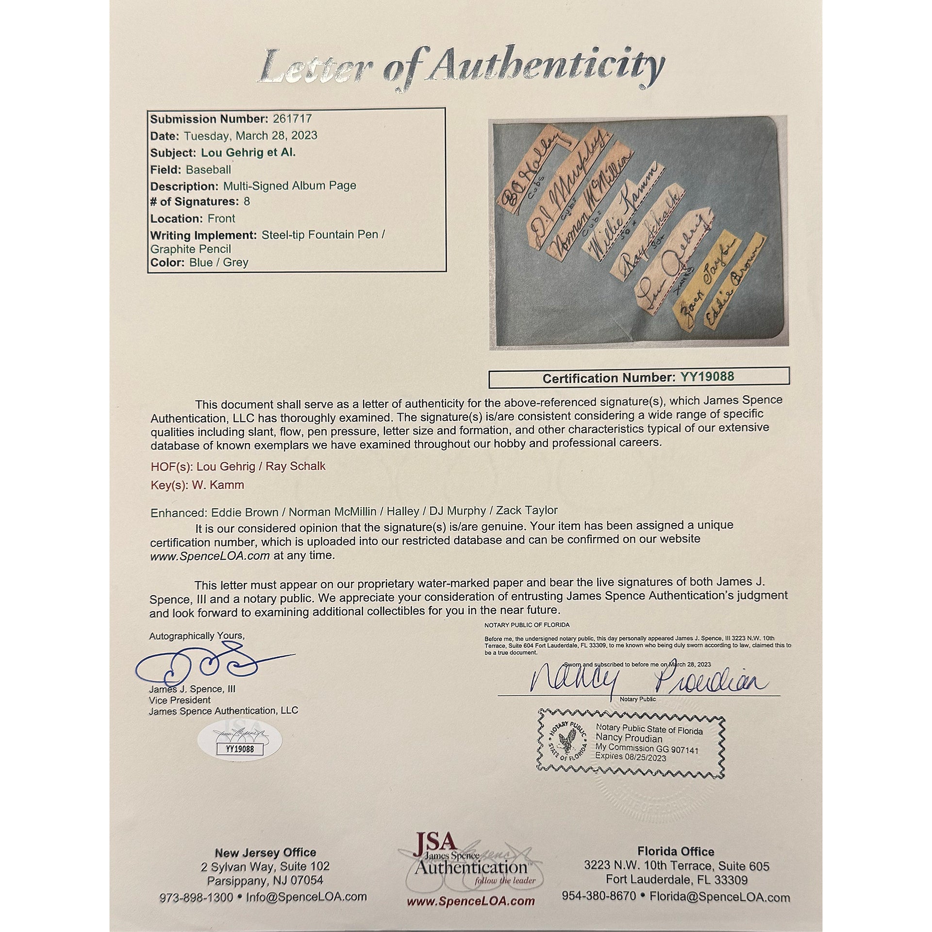 Lou Gehrg Signed Pencil Lined Cut (JSA)