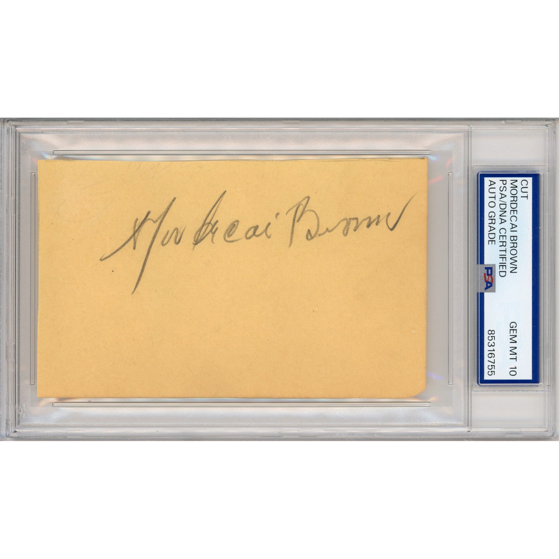 Mordecai Brown Signed Cut (PSA/DNA) - Auto Grade Gem Mint 10