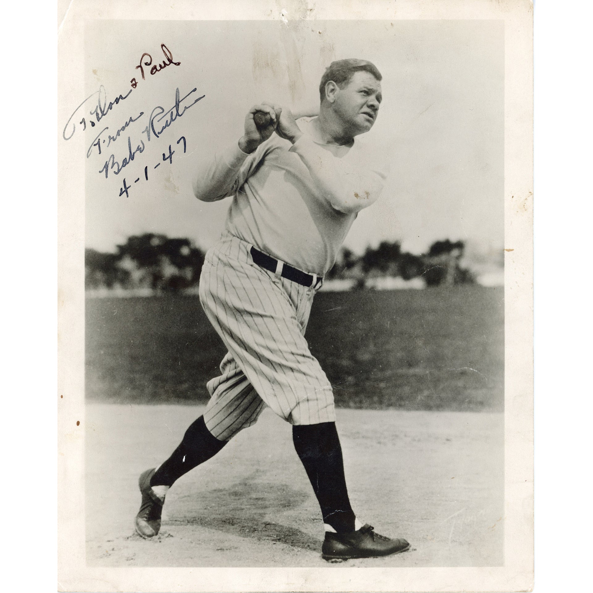 Babe Ruth Signed & Personalized 8"x10" Photograph (JSA)