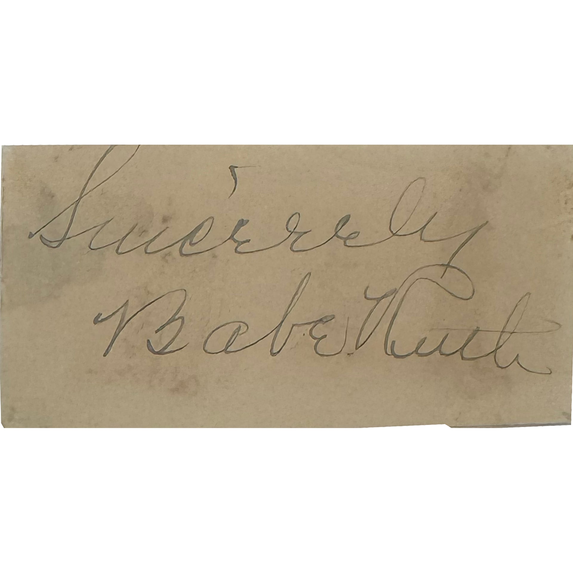 Babe Ruth Signed "Sincerely" Cut (JSA YY84700)