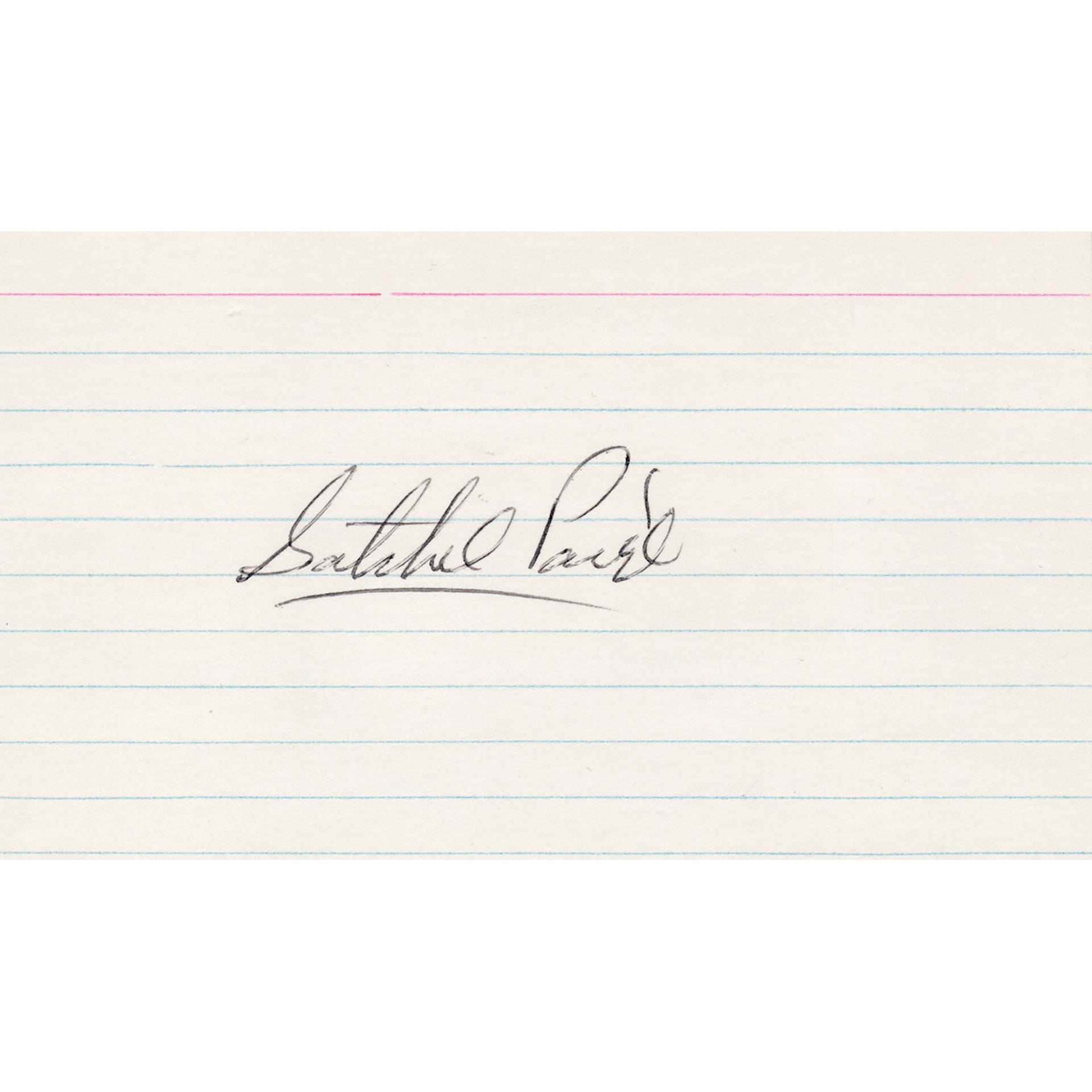 Satchel Paige Signed Index Card