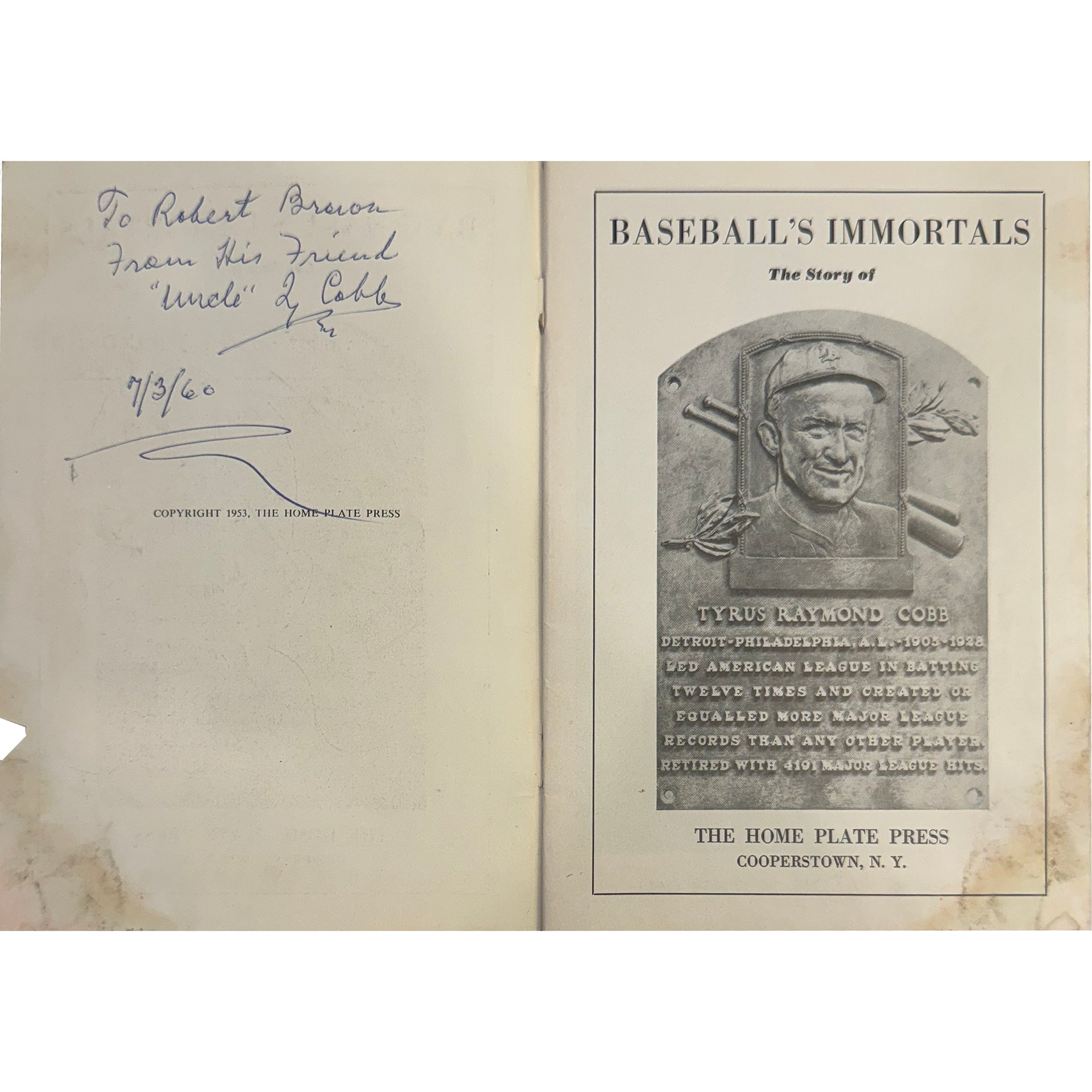 Ty Cobb Signed Baseball Immortals Booklet (PSA/DNA)